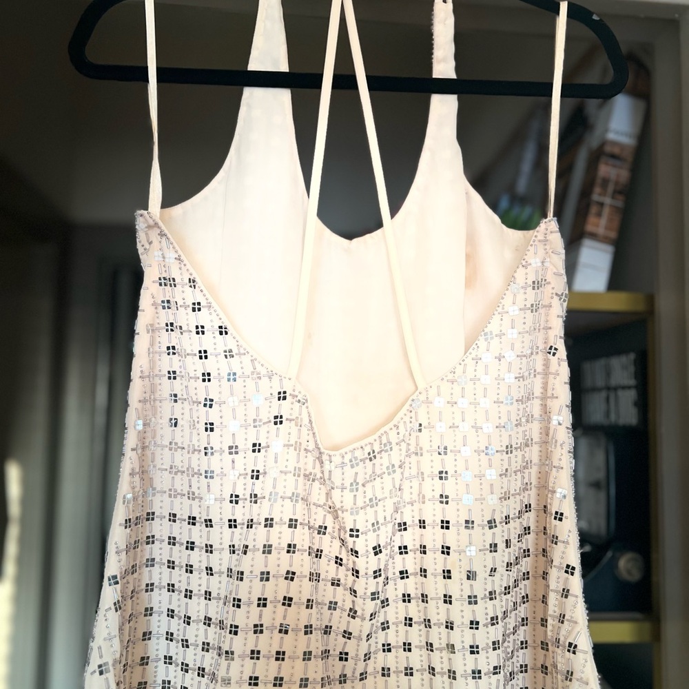 Elegant Cream and Sequined Patterned halter top
